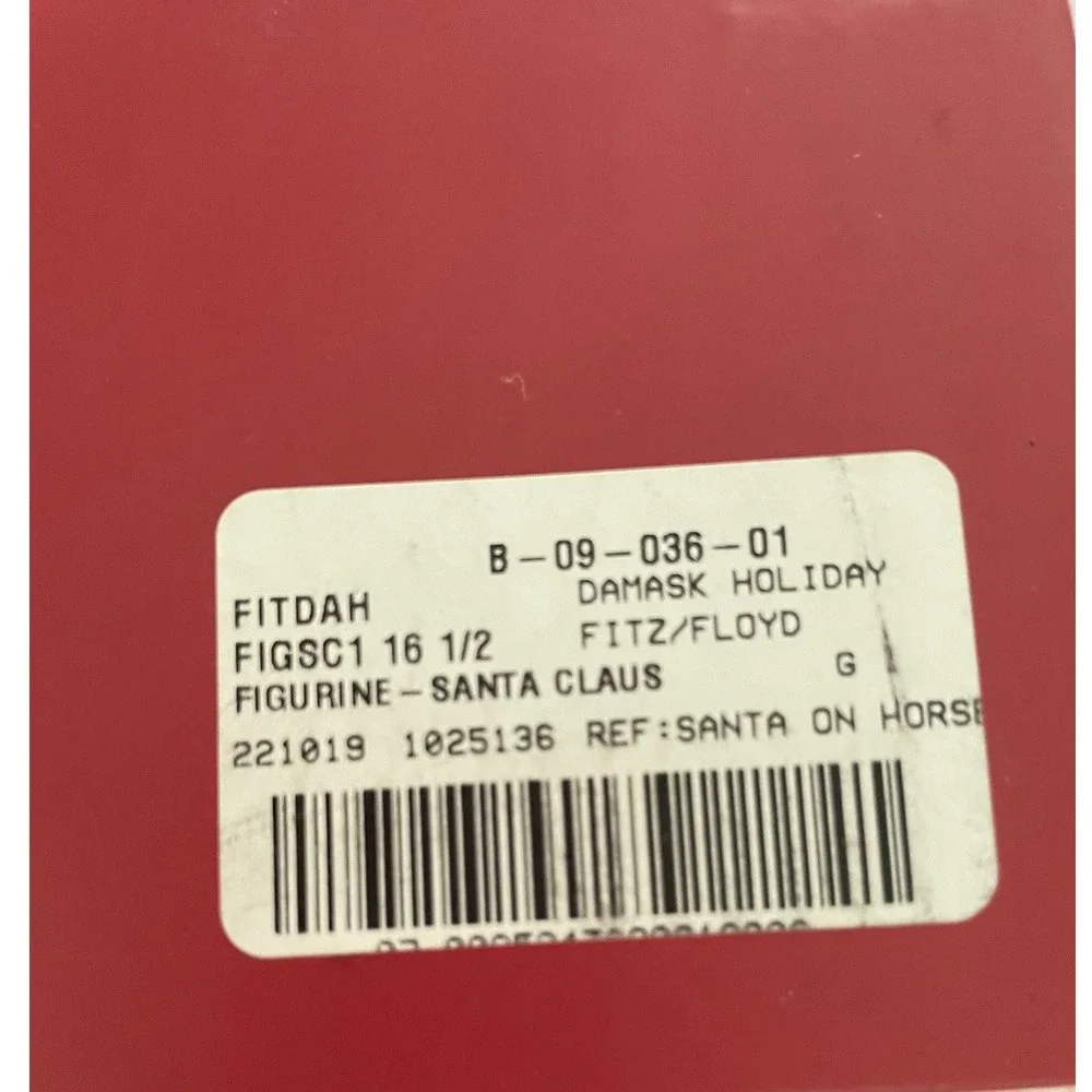 Fitz and Floyd Damask Holiday Santa on Horse Figurine 16.5 Inch‎ 19-608 NIB